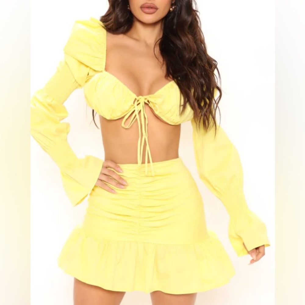 Yellow Mini Skirt Set